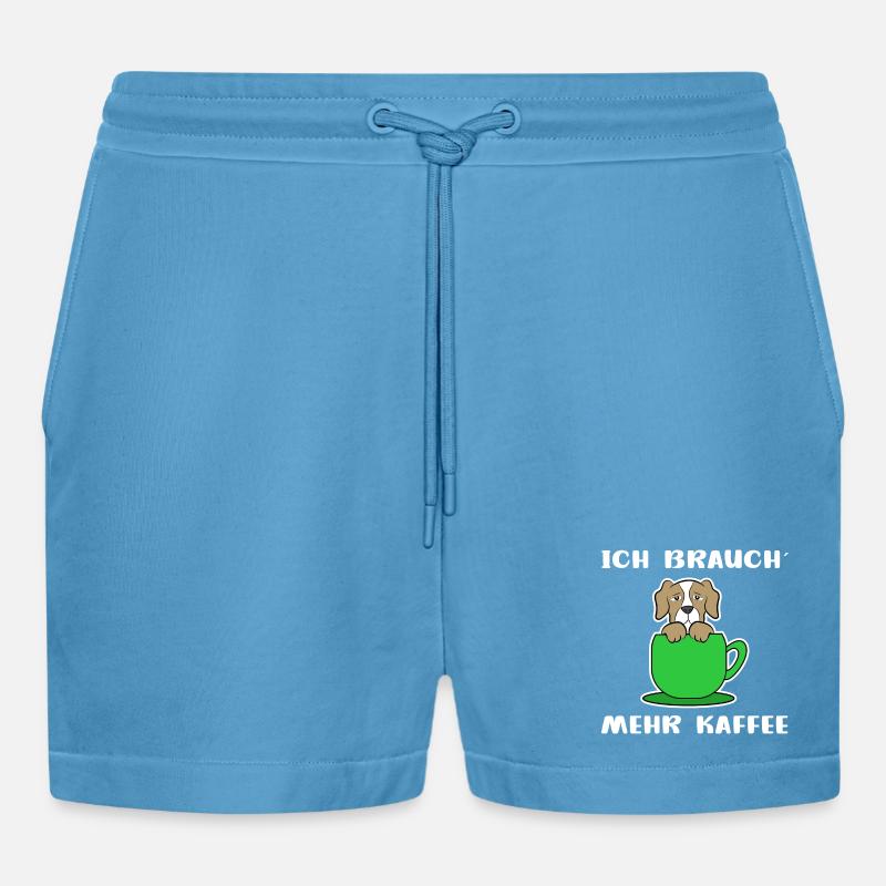 Kaffee Hund Kaffeetasse Statement Kaffeeliebhaber - Organic Relaxed Cropped Shorts Made in EU -  Sol Blue