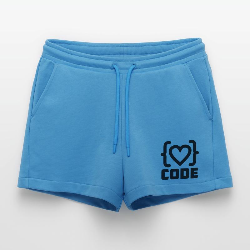 Herzprogrammierer Code Logo mit Text CODE Organic Relaxed Cropped Shorts Made in EU