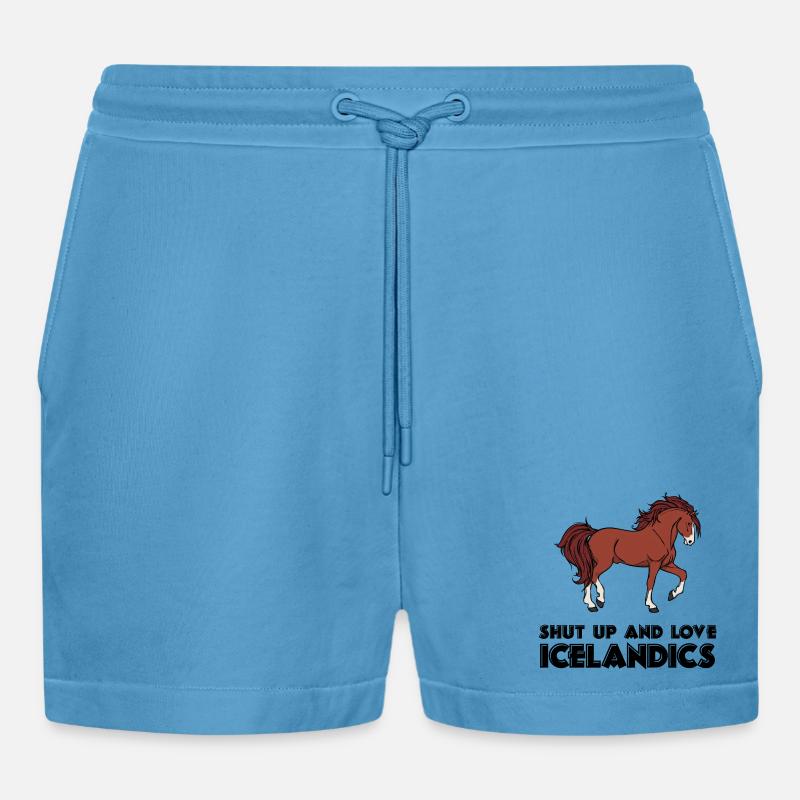 Cool Islandpferde Statement Pferdeliebe Isländer - Organic Relaxed Cropped Shorts Made in EU -  Sol Blue