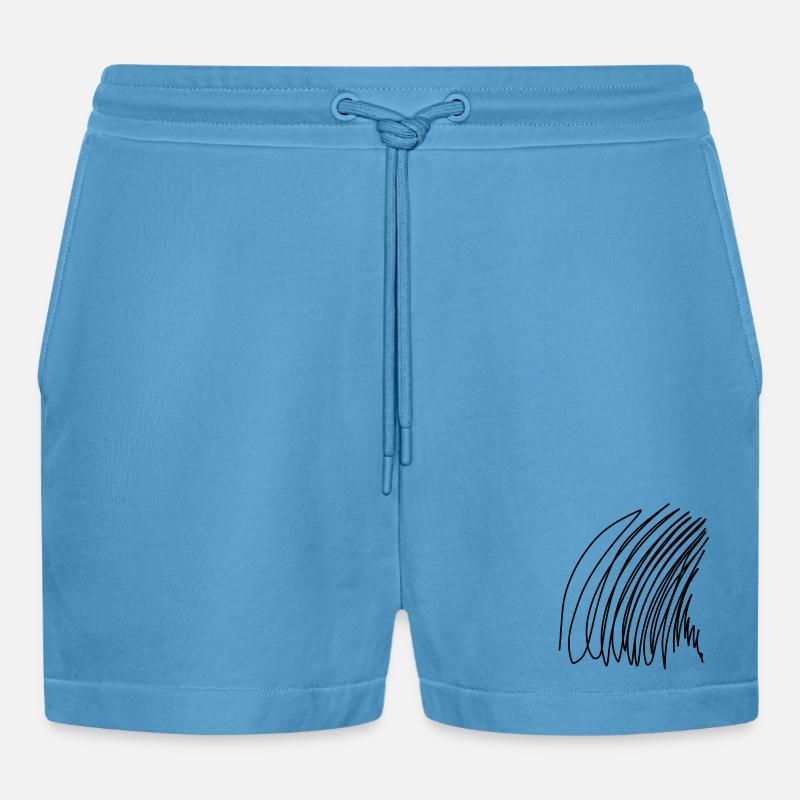 Abstraktes Kunst-Doodle - Organic Relaxed Cropped Shorts Made in EU -  Sol Blue