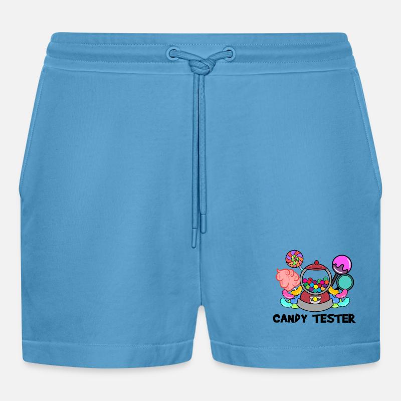 Candy Sweets Statement Dessert Snacking - Organic Relaxed Cropped Shorts Made in EU -  Sol Blue