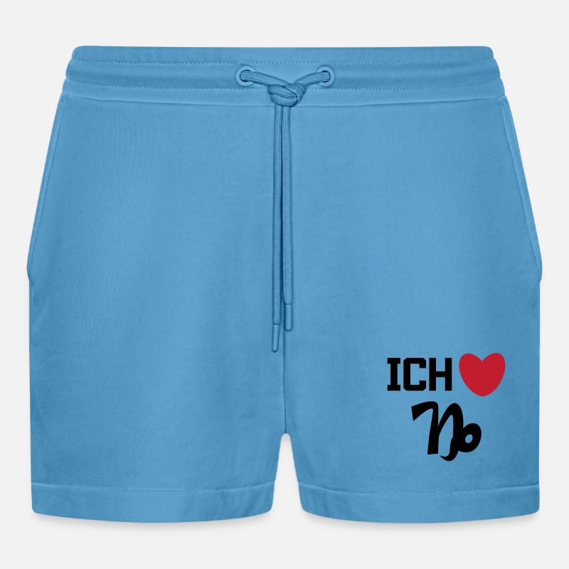 Herz Steinbock Statement Horoskop Sternzeichen - Organic Relaxed Cropped Shorts Made in EU -  Sol Blue