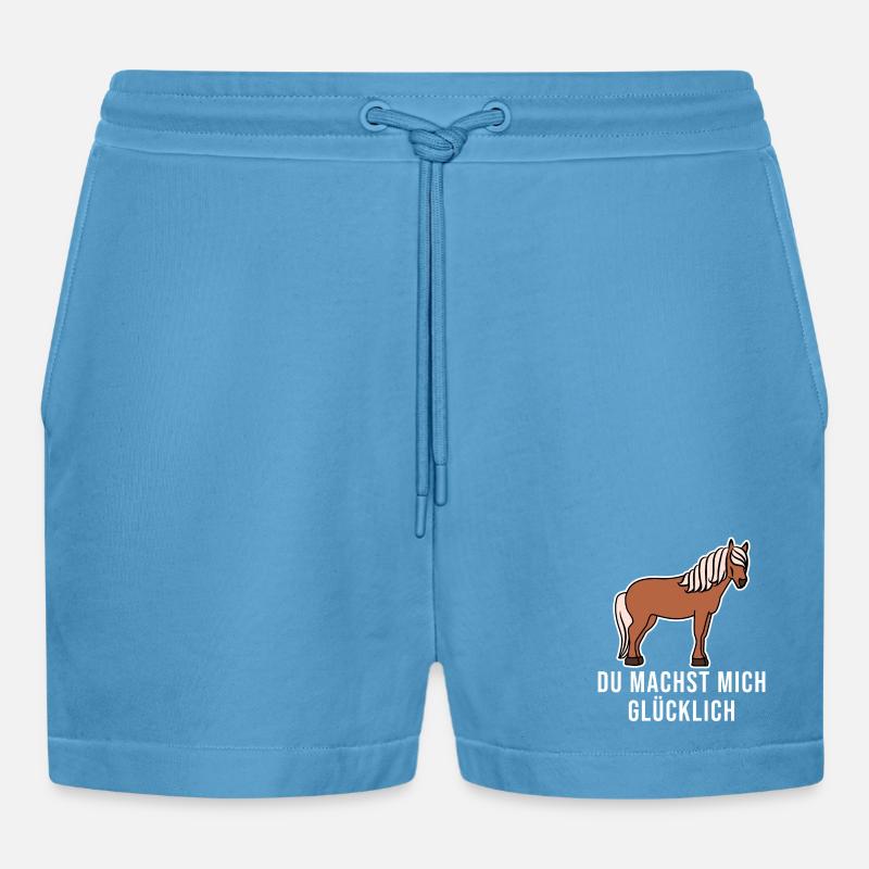 Pferde Cool Statement Pferdenarr Isländer - Organic Relaxed Cropped Shorts Made in EU - Sol Blue