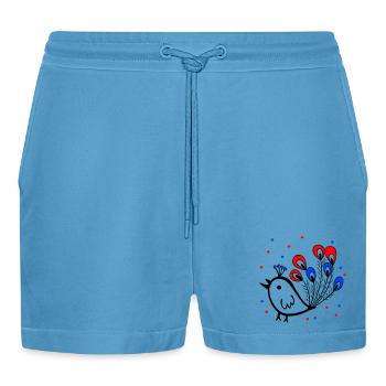 Karneval, Fasching, Spatz - Organic Relaxed Cropped Shorts Made in EU -  Sol Blue - Vorne