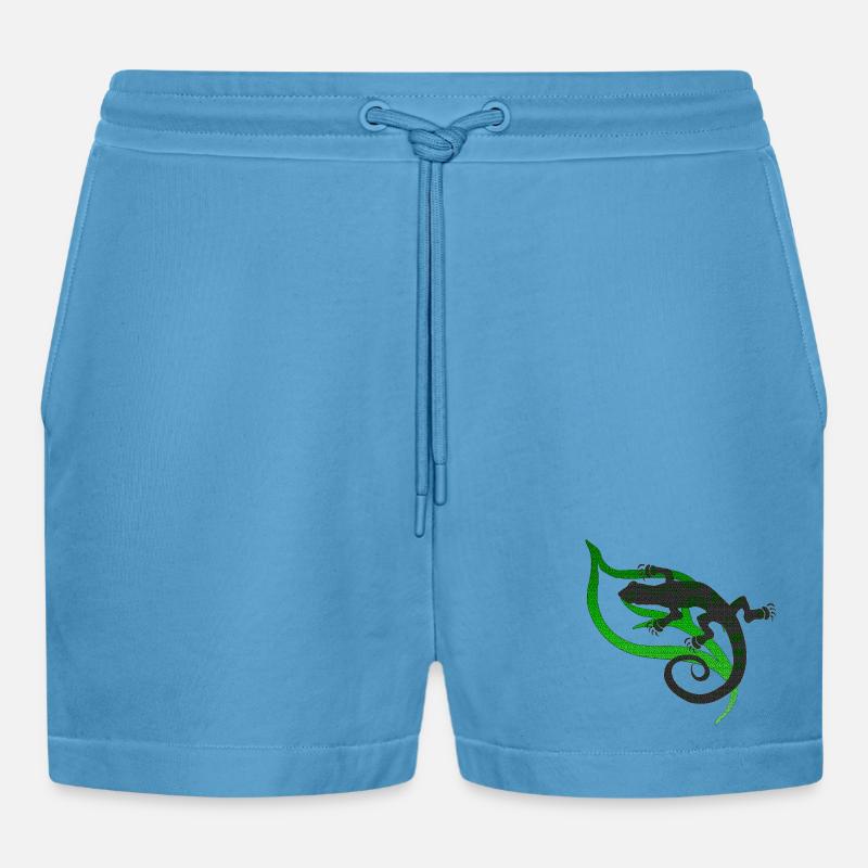 coole eidechsenmotive, Eidechsentribal - Organic Relaxed Cropped Shorts Made in EU -  Sol Blue