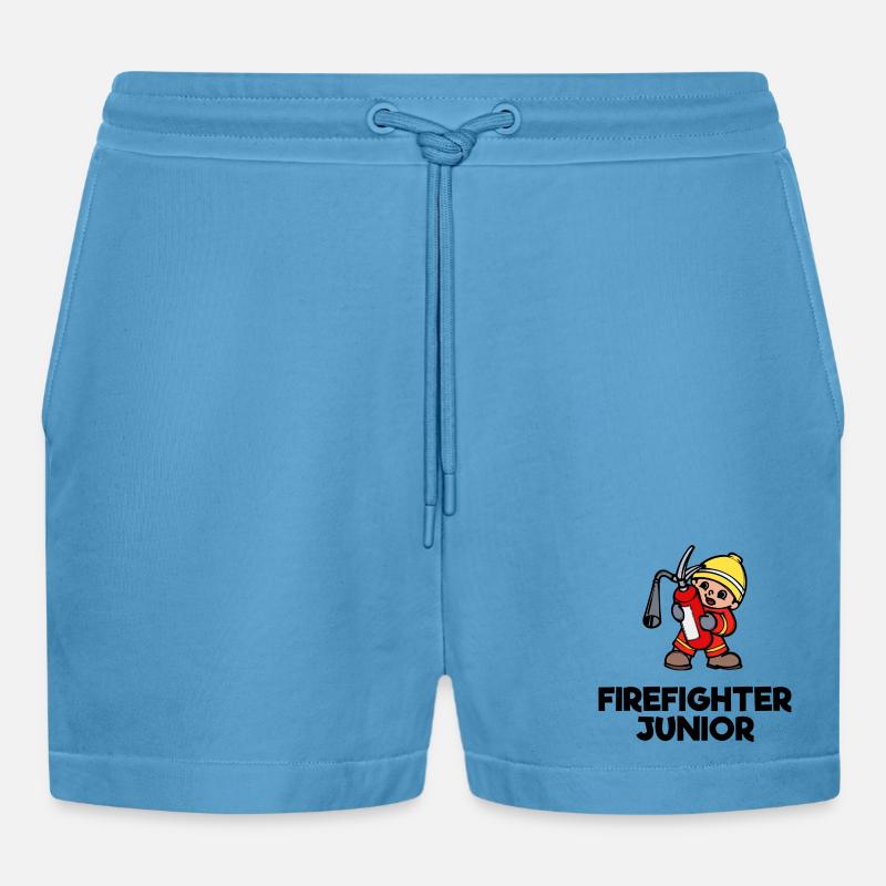 Freiwillige Feuerwehr Lebensretter Statement - Organic Relaxed Cropped Shorts Made in EU - Sol Blue