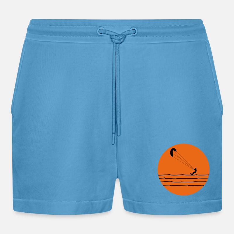 Kitesurfing - Organic Relaxed Cropped Shorts Made in EU -  Sol Blue