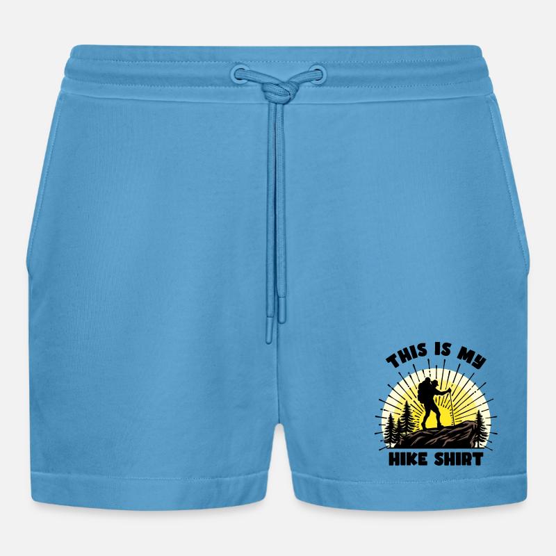 Wanderer Statement Wanderung Wandern Bergwanderung - Organic Relaxed Cropped Shorts Made in EU - Sol Blue