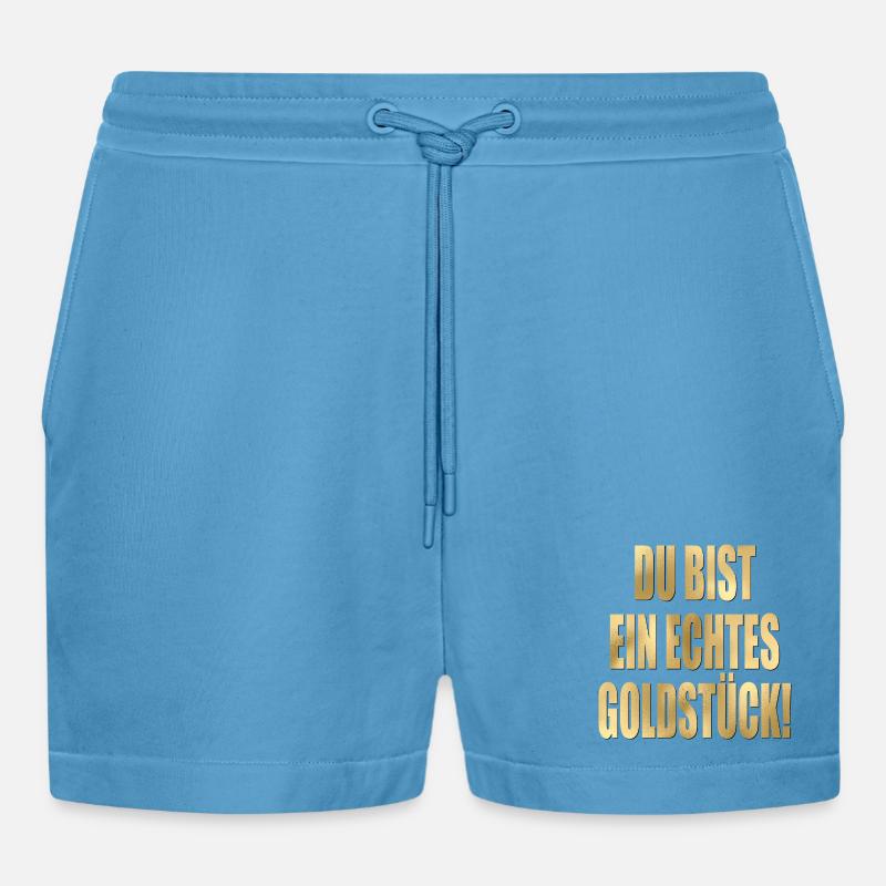 DANKESCHÖN GESCHENKE - KOMPLIMENTE GOLDSTÜCK - Organic Relaxed Cropped Shorts Made in EU -  Sol Blue