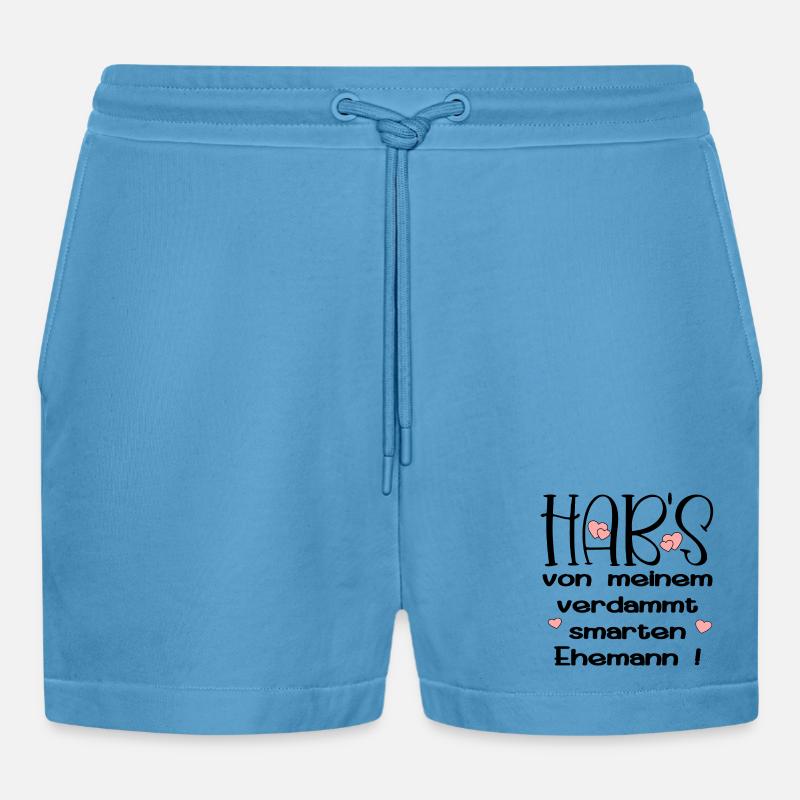 EHEPARTNER SPRÜCHE - SMARTER EHEMANN - HUMOR - Organic Relaxed Cropped Shorts Made in EU -  Sol Blue