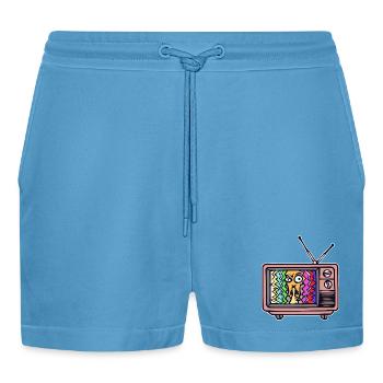 TV Night Streaming Theater Movies Television - Organic Relaxed Cropped Shorts Made in EU -  Sol Blue - Front