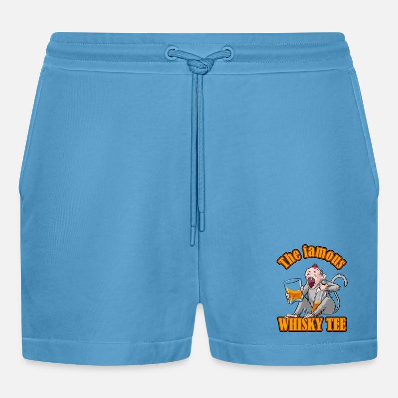 Das berühmte Whisky-Tee – Aper'Monkey Edition - Organic Relaxed Cropped Shorts Made in EU - Sol Blue
