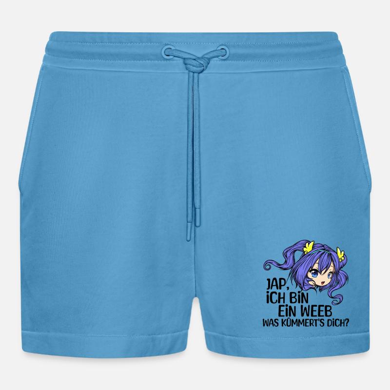 Comic Mädchen Anime Mangastyle Manga Statement - Organic Relaxed Cropped Shorts Made in EU -  Sol Blue