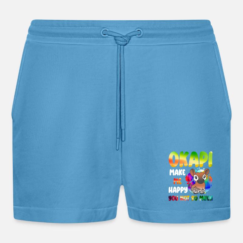 Okapi Wächter des Waldes - Organic Relaxed Cropped Shorts Made in EU -  Sol Blue