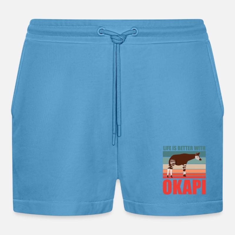 Okapi im Einklang mit der Natur - Organic Relaxed Cropped Shorts Made in EU -  Sol Blue