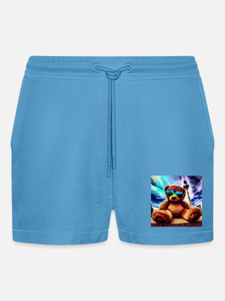 Teddy in Berlin II - Organic Relaxed Cropped Shorts Made in EU - Sol Blue