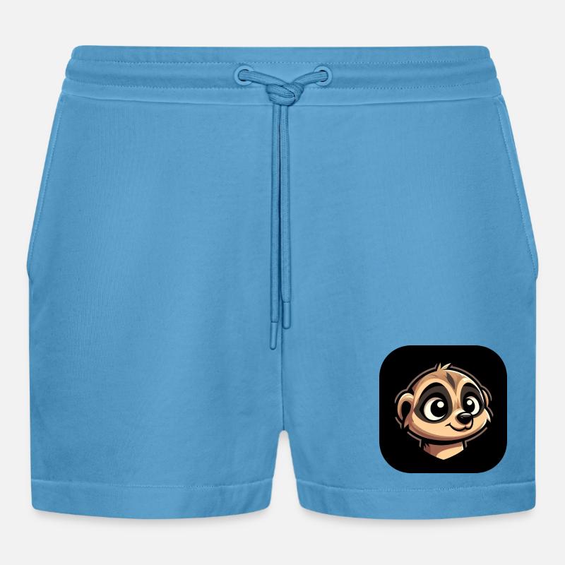 Erdmännchen Kopf im Comic Stil - Organic Relaxed Cropped Shorts Made in EU -  Sol Blue