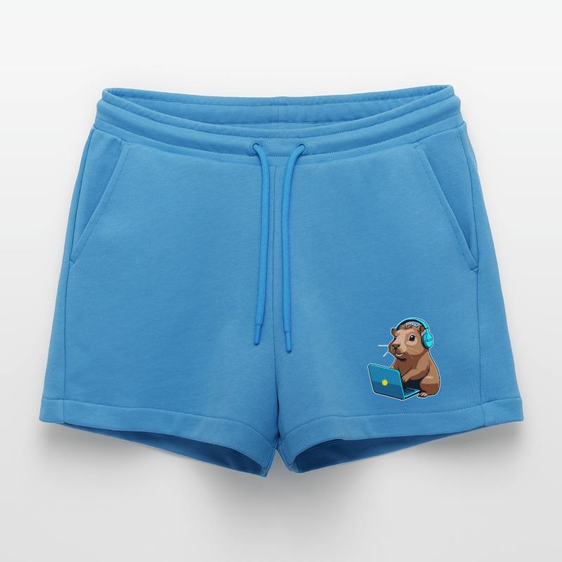 Capybara Programmer Coder Computer Organic Relaxed Cropped Shorts Made in EU