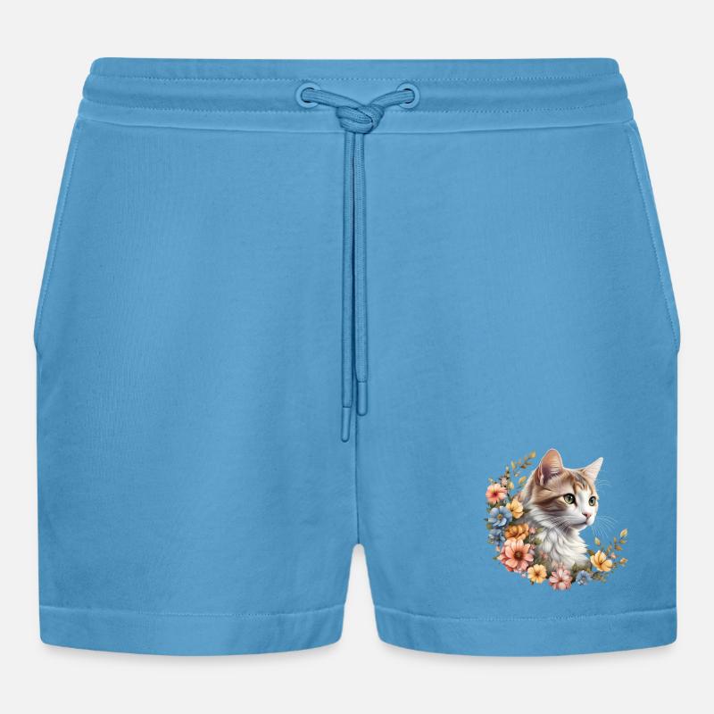 Blütenpracht Samtpfote - Organic Relaxed Cropped Shorts Made in EU -  Sol Blue