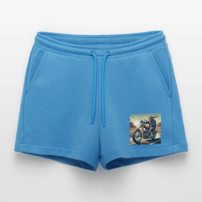 Cool monkey on a chopper Organic Relaxed Cropped Shorts Made in EU