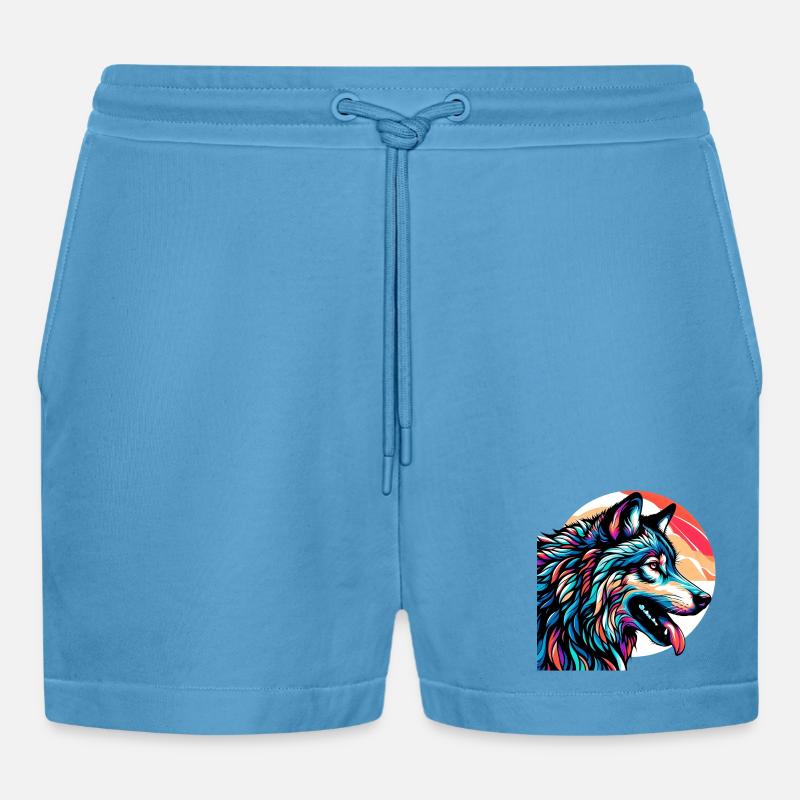 Wolf - Organic Relaxed Cropped Shorts Made in EU - Sol Blue