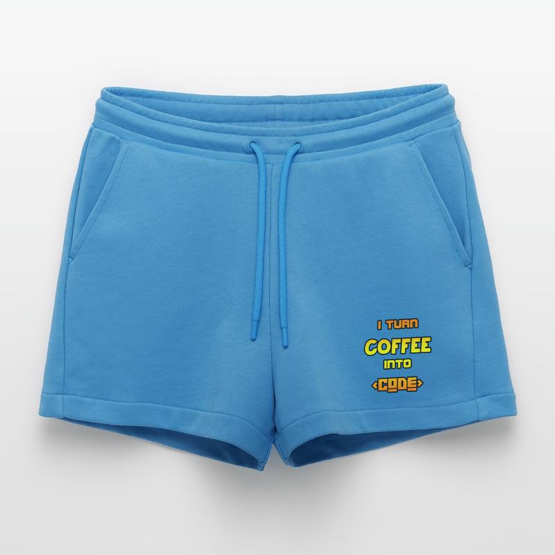 Ich verwandle Kaffee in Code Organic Relaxed Cropped Shorts Made in EU