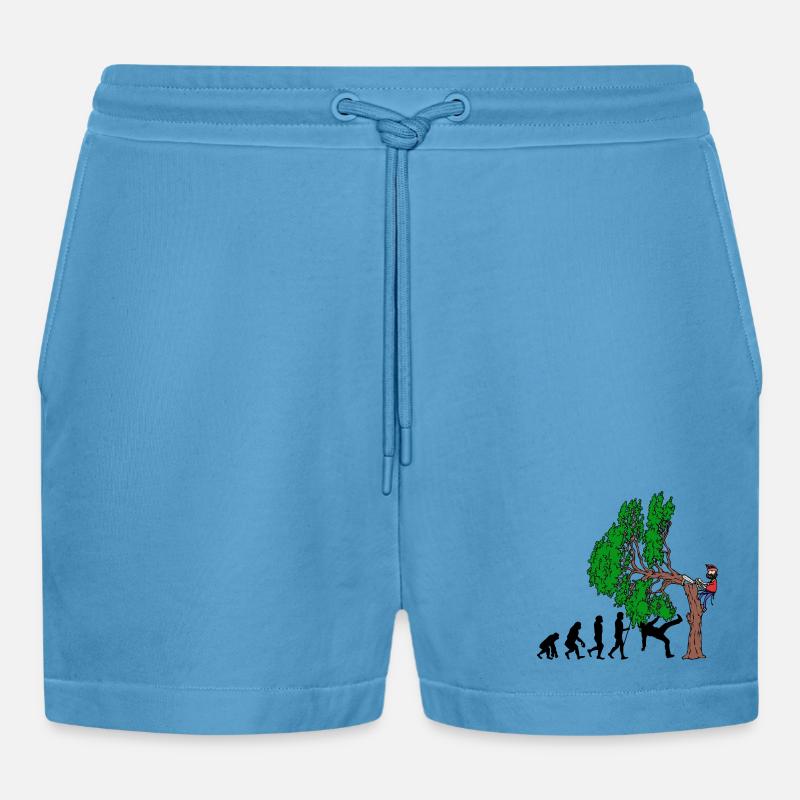 Baum Evolution Holz Holzfäller Baumfäller Wald - Organic Relaxed Cropped Shorts Made in EU -  Sol Blue