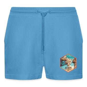 Estudantes beach near Lagos, Algarve - Organic Relaxed Cropped Shorts Made in EU -  Sol Blue - Front