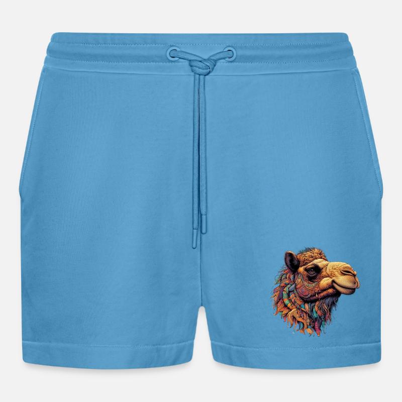 Kamel - Organic Relaxed Cropped Shorts Made in EU -  Sol Blue