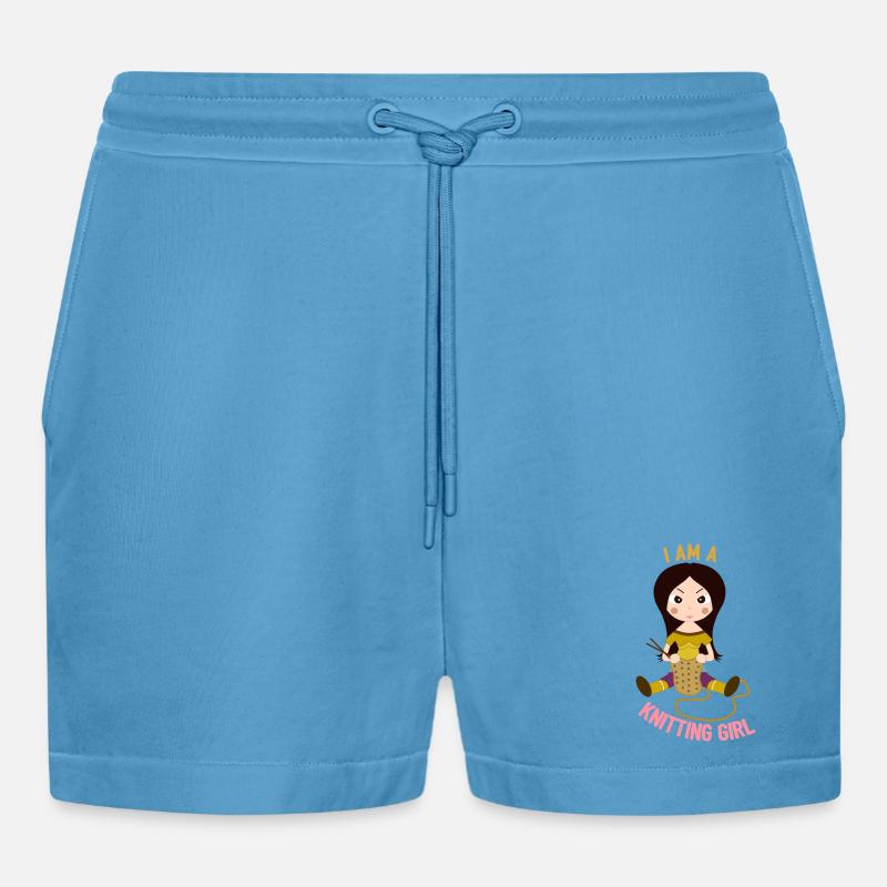 Ich bin ein Strickmädchen - Organic Relaxed Cropped Shorts Made in EU -  Sol Blue