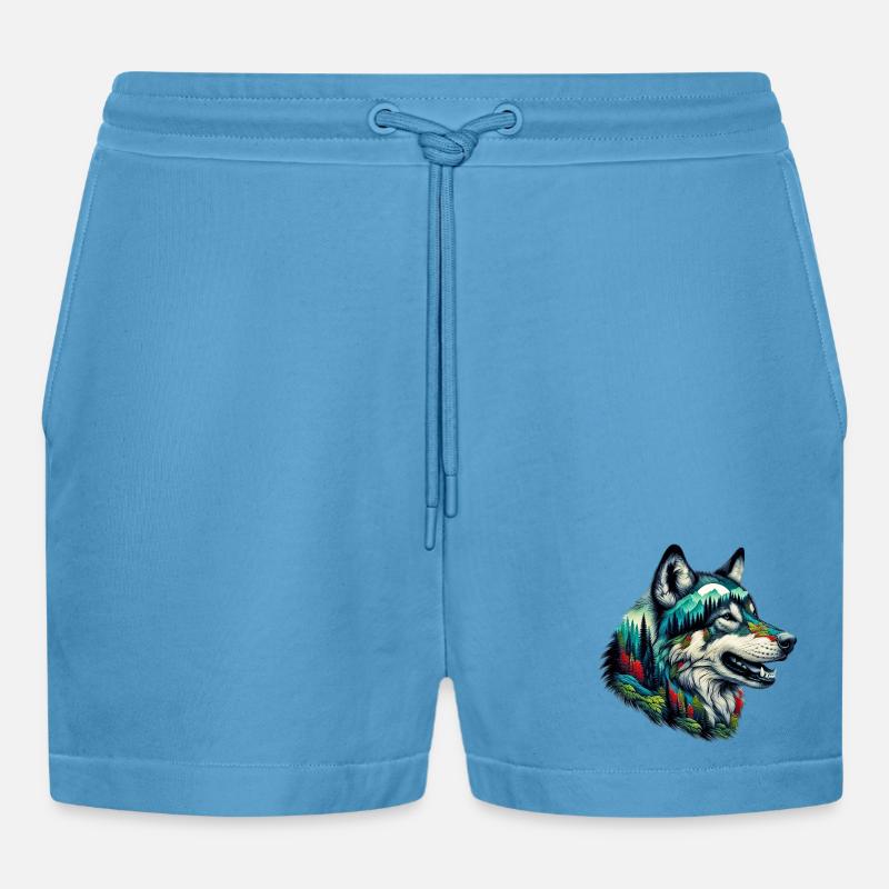 Wolf - Organic Relaxed Cropped Shorts Made in EU -  Sol Blue