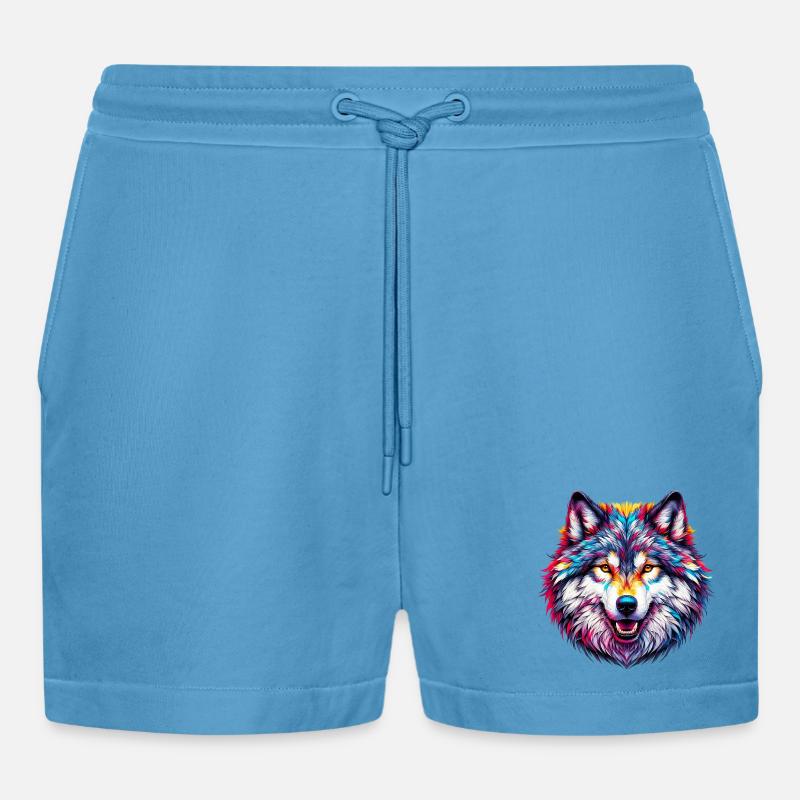Wolf - Organic Relaxed Cropped Shorts Made in EU - Sol Blue