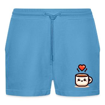 Cheery Cuppa: Ein Schluck Liebe - Organic Relaxed Cropped Shorts Made in EU -  Sol Blue - Vorne