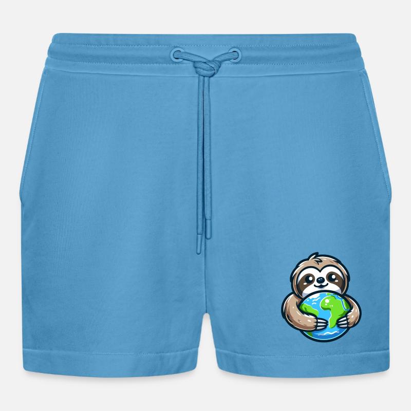 Umarme das Erdfaultier - Organic Relaxed Cropped Shorts Made in EU -  Sol Blue