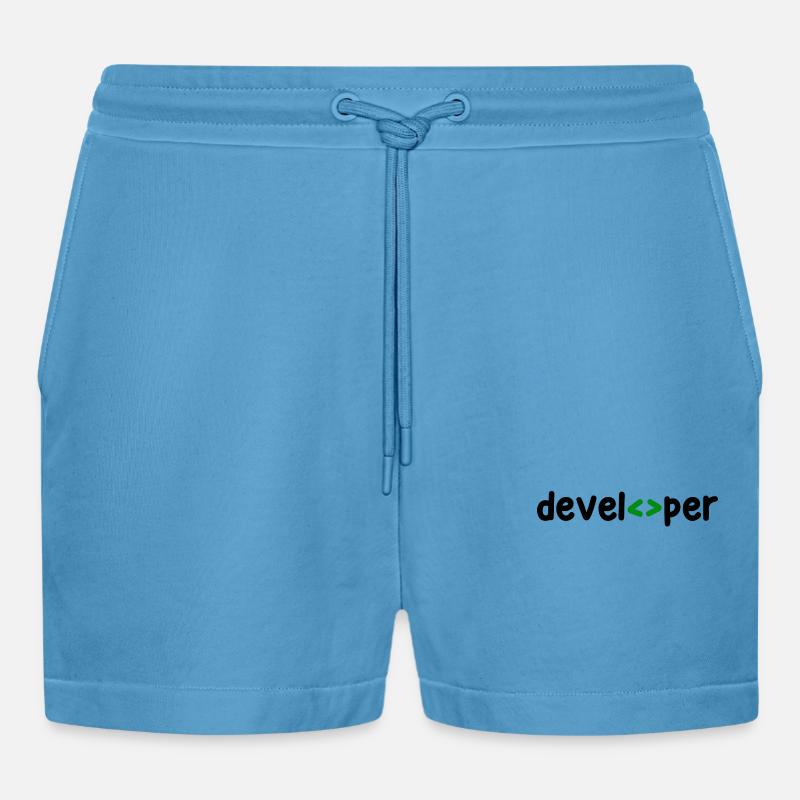 Developer Spruch Coden Softwareentwickler Nerd - Organic Relaxed Cropped Shorts Made in EU -  Sol Blue