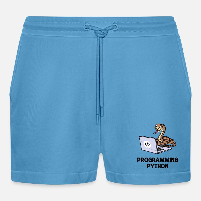 Developer Funny Sayings Programmer Computer - Organic Relaxed Cropped Shorts Made in EU -  Sol Blue