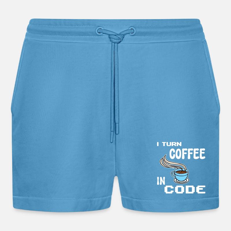 Developer Computerfreak Statement Programmierer - Organic Relaxed Cropped Shorts Made in EU -  Sol Blue