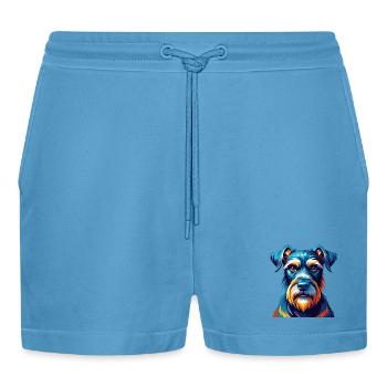 Standard Schnauzer Hunderasse Cartoon Kawaii - Organic Relaxed Cropped Shorts Made in EU -  Sol Blue - Vorne