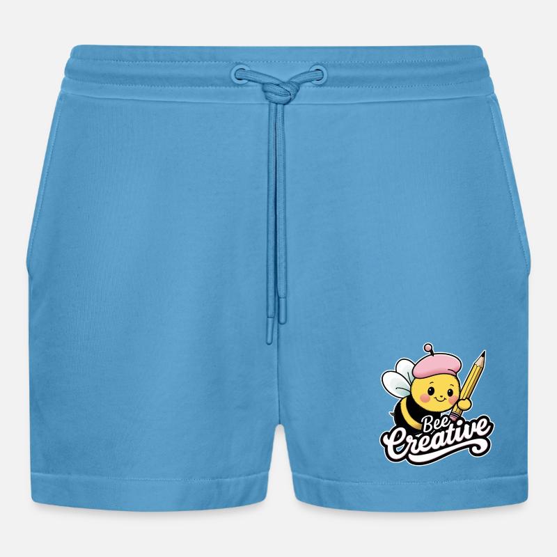 creative bee bee be creative - Organic Relaxed Cropped Shorts Made in EU - Sol Blue