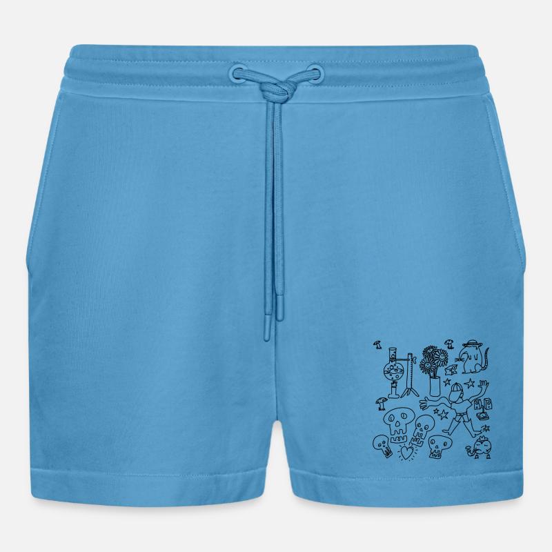 Kritzeln oder nach Hause gehen - Organic Relaxed Cropped Shorts Made in EU -  Sol Blue