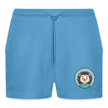 Igel Kawaii Cartoon Figur Tier Haustier Gesicht - Organic Relaxed Cropped Shorts Made in EU -  Sol Blue - Vorne