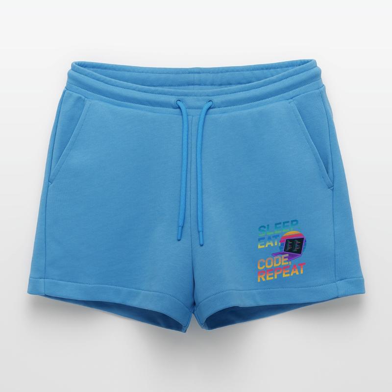 Sleep Eat Code Repeat Geschenk für Coder Organic Relaxed Cropped Shorts Made in EU