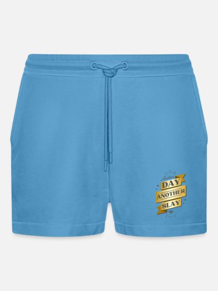 Another Day Another Slay Banner - Organic Relaxed Cropped Shorts Made in EU -  Sol Blue