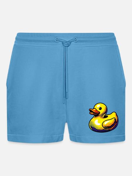 Duckling Duck Duck Duck - Organic Relaxed Cropped Shorts Made in EU - Sol Blue