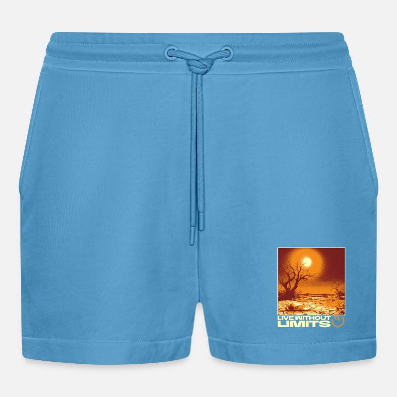 Live Without Limits – Surreal Desert Scene - Organic Relaxed Cropped Shorts Made in EU -  Sol Blue