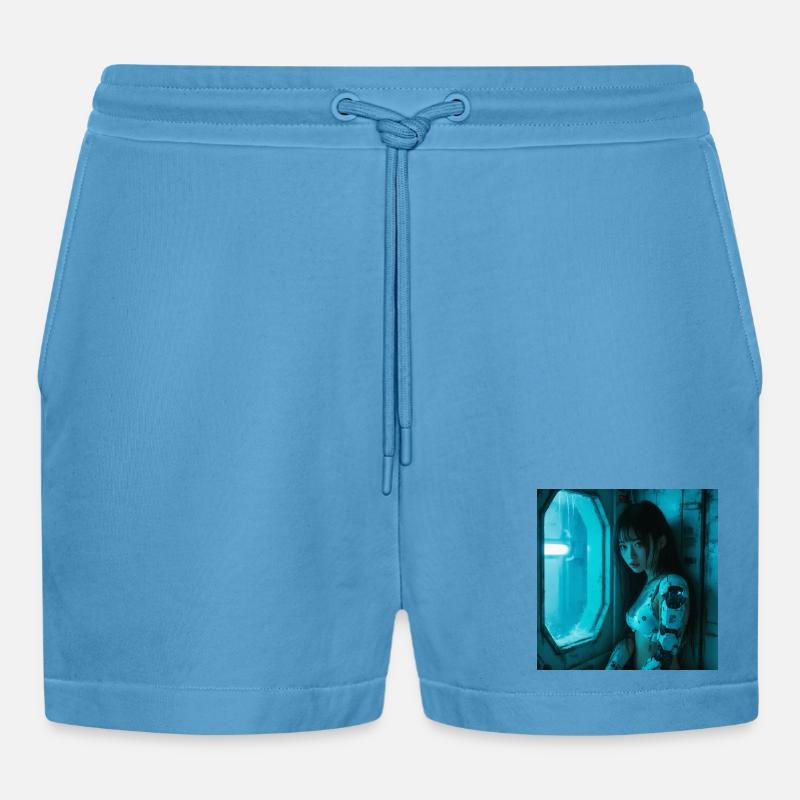 N-dless Nights: Deep in space - Organic Relaxed Cropped Shorts Made in EU - Sol Blue