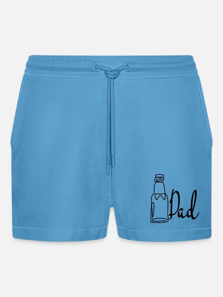 Line Art Far Fars Dag Øl - Organic relaxed cropped shorts made in EU -  Sol Blue