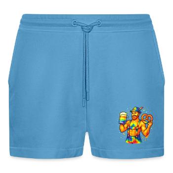pride bavarian - Organic Relaxed Cropped Shorts Made in EU -  Sol Blue - Front
