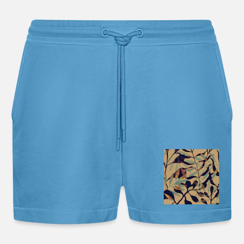 Roasted leaves - Organic Relaxed Cropped Shorts Made in EU -  Sol Blue