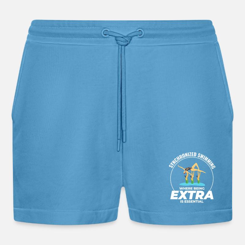 Synchronized Swimming Where Being Extra - Organic Relaxed Cropped Shorts Made in EU -  Sol Blue